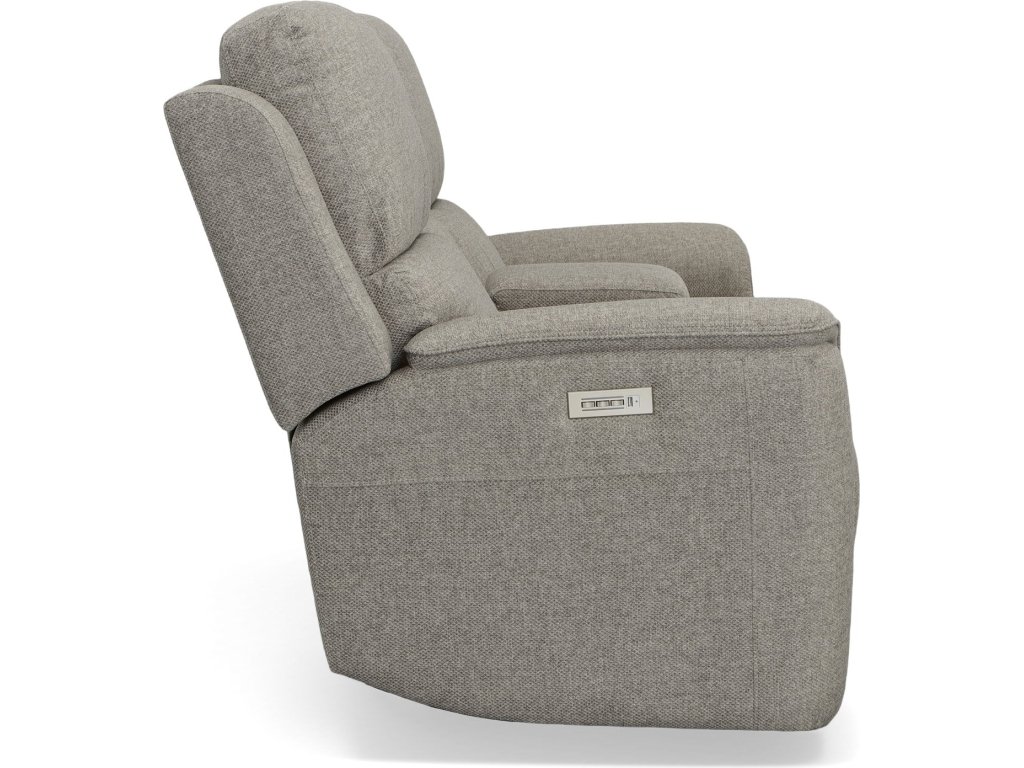 Henry Fog Fabric Power Reclining Loveseat with Console & Power Headrests & Lumbar - image 2