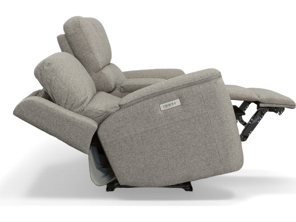 Henry Fog Fabric Power Reclining Loveseat with Console & Power Headrests & Lumbar - image 5