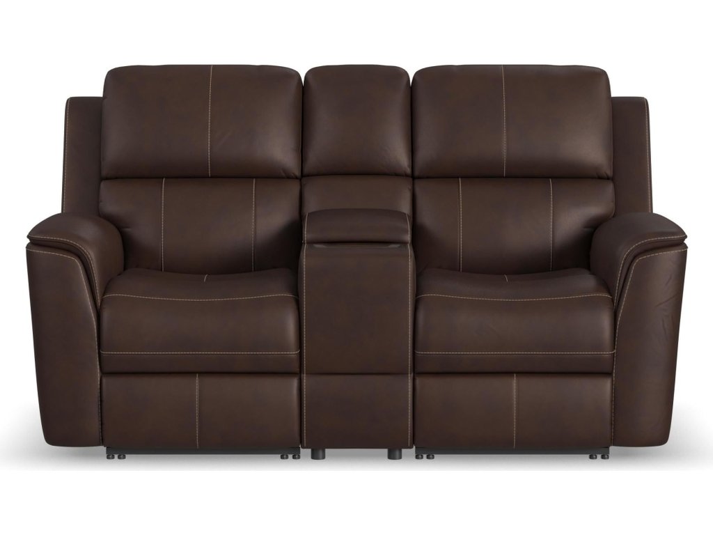 Henry Burnt Umber Leather Power Reclining Loveseat with Console & Power Headrests & Lumbar - image 2