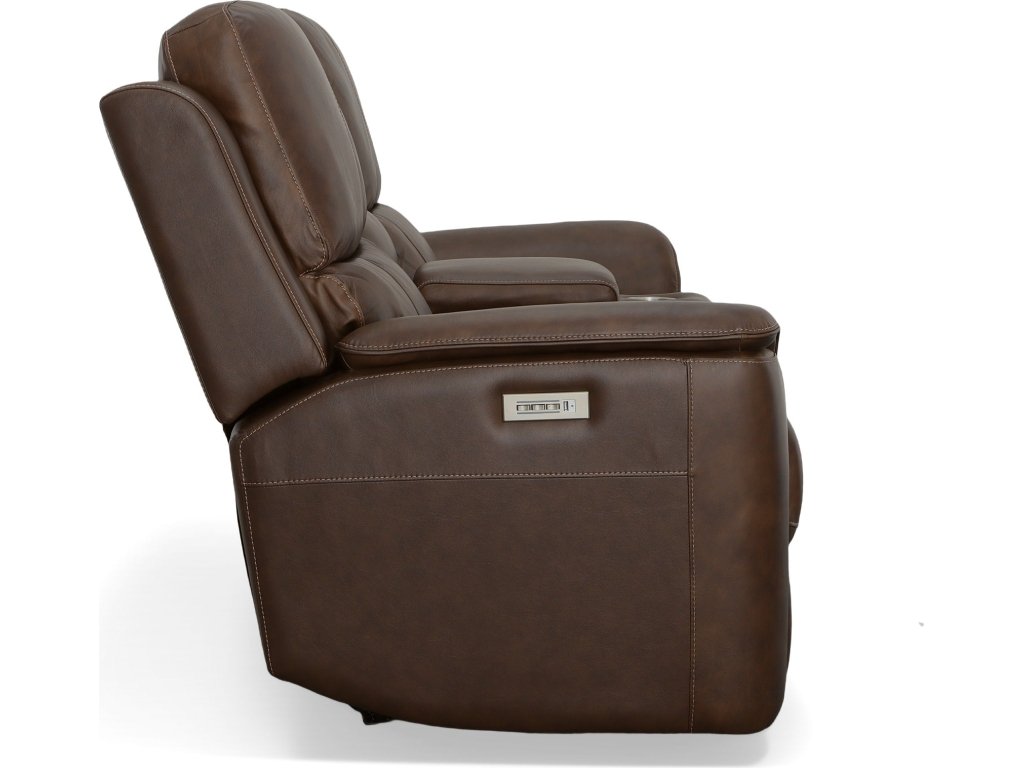 Henry Burnt Umber Leather Power Reclining Loveseat with Console & Power Headrests & Lumbar - image 3