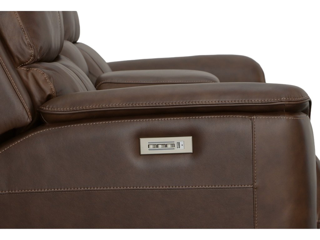 Henry Burnt Umber Leather Power Reclining Loveseat with Console & Power Headrests & Lumbar - image 5