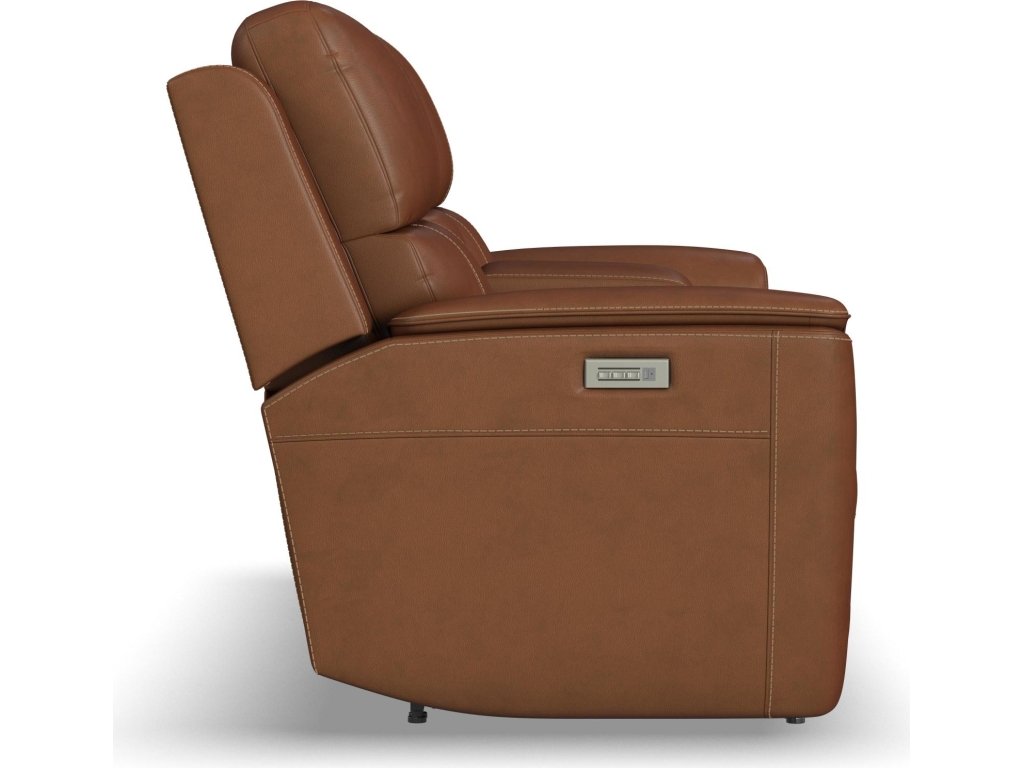 Henry Caramel Leather Power Reclining Loveseat with Console & Power Headrests & Lumbar - image 4