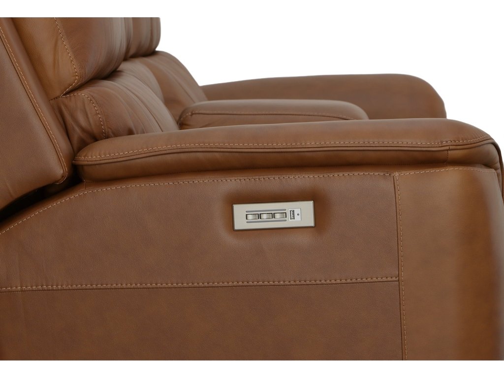 Henry Caramel Leather Power Reclining Loveseat with Console & Power Headrests & Lumbar - image 5