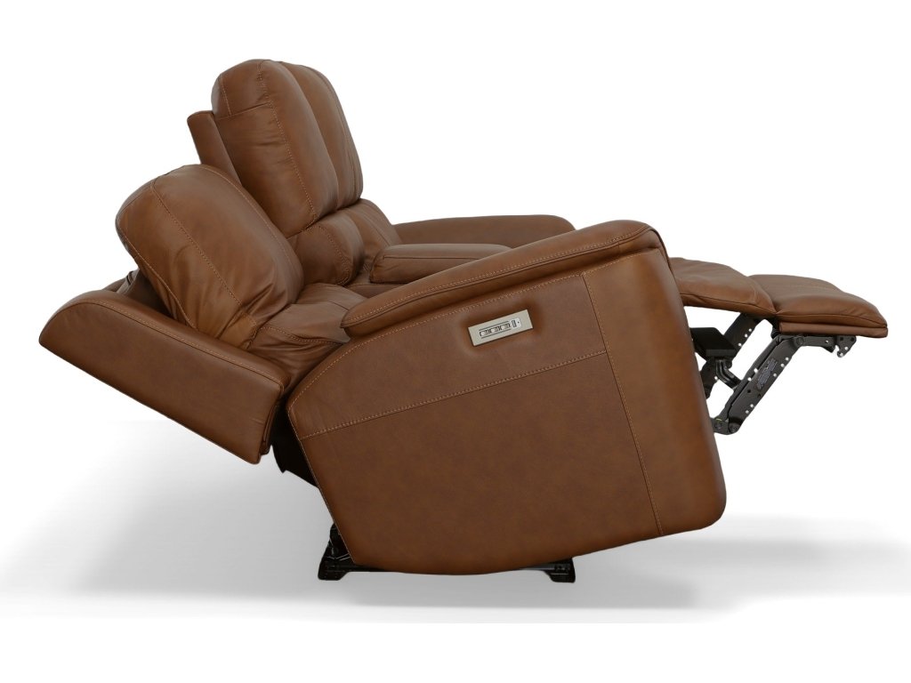 Henry Caramel Leather Power Reclining Loveseat with Console & Power Headrests & Lumbar - image 6
