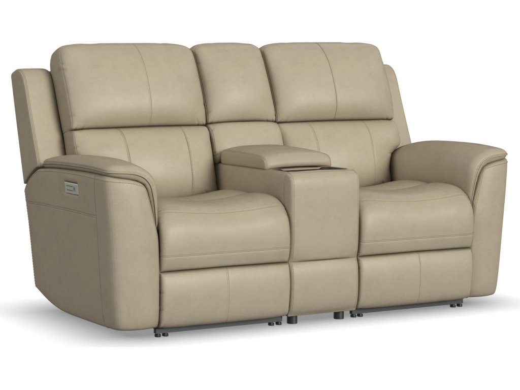 Henry Beige Leather Power Reclining Loveseat with Console & Power Headrests & Lumbar - main image