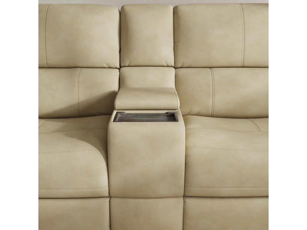 Henry Beige Leather Power Reclining Loveseat with Console & Power Headrests & Lumbar - image 3