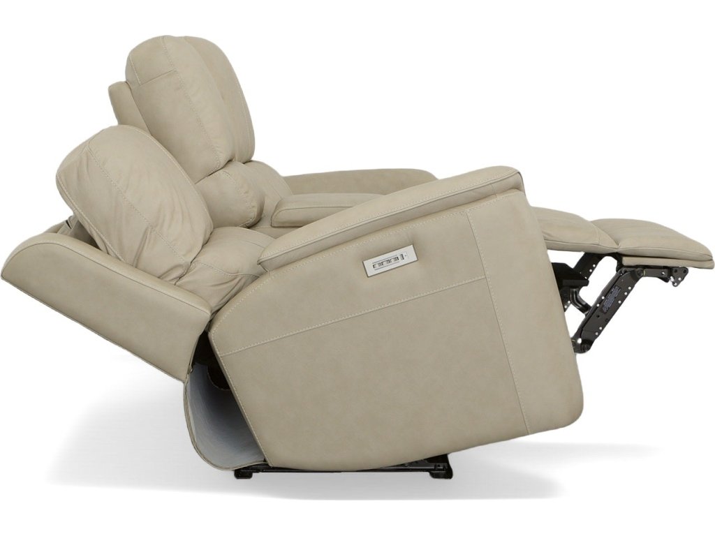 Henry Beige Leather Power Reclining Loveseat with Console & Power Headrests & Lumbar - image 5