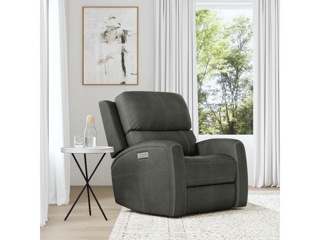 Linden Leather Power Recliner with Power Headrest & Lumbar - image 1