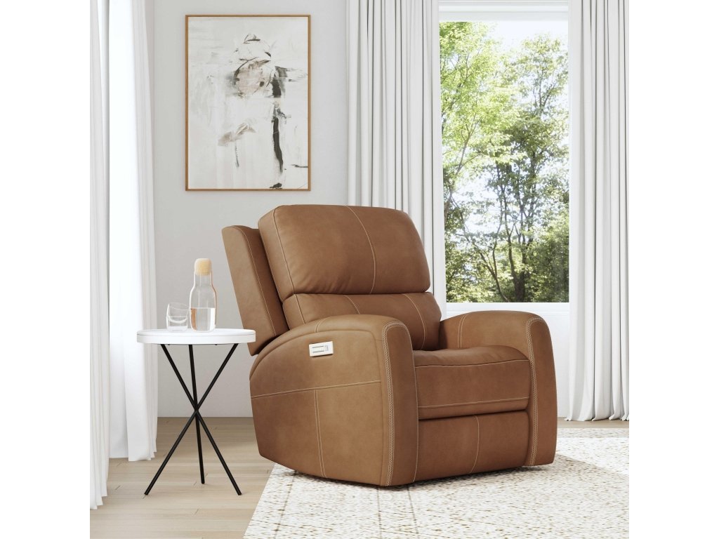 Linden Leather Power Recliner with Power Headrest & Lumbar - image 1