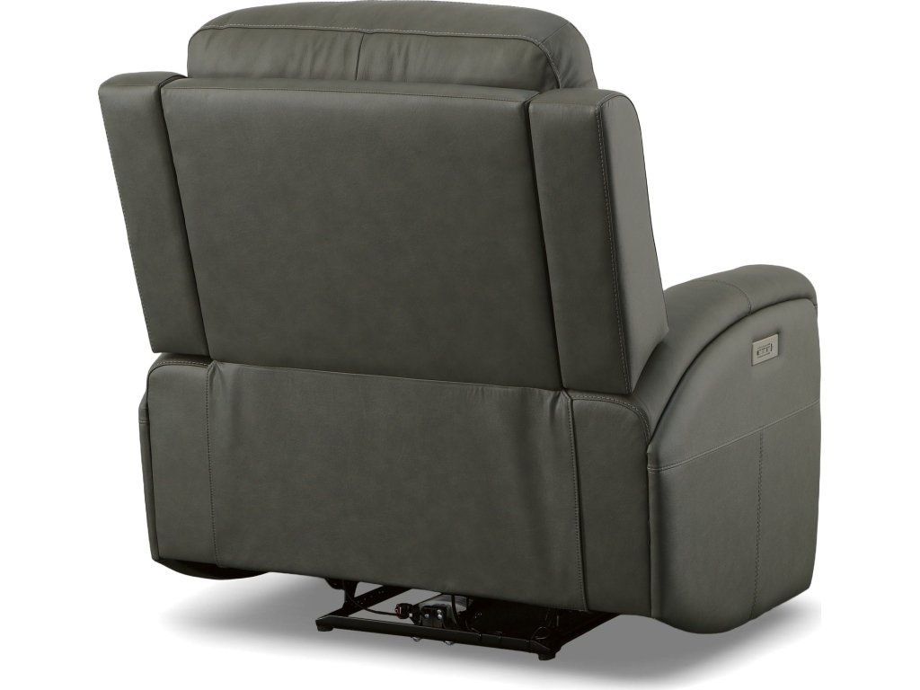 Linden Charcoal Leather Power Swivel Gliding Recliner with Power Headrest, Lumbar, Heat & Massage - image 9