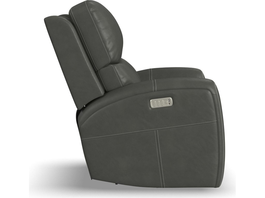 Linden Charcoal Leather Power Swivel Gliding Recliner with Power Headrest, Lumbar, Heat & Massage - image 3