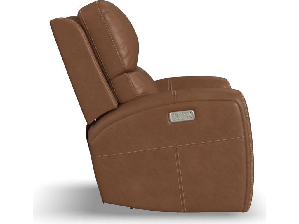 Linden Caramel Leather Power Swivel Gliding Recliner with Power Headrest, Lumbar, Heat & Massage - image 3