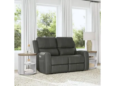 Linden Leather Power Reclining Loveseat with Power Headrests & Lumbar