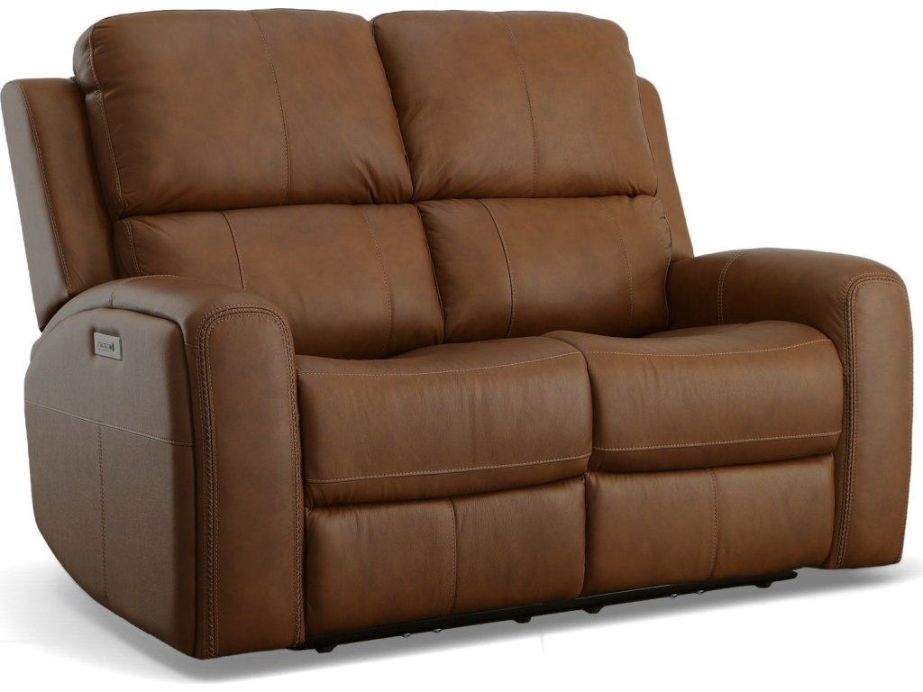 Linden Leather Power Reclining Loveseat with Power Headrests & Lumbar - main image