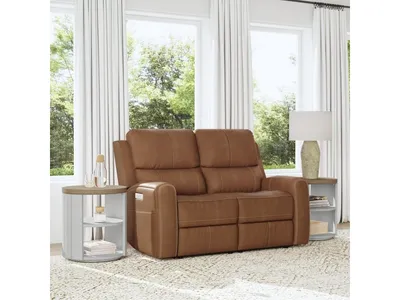 Linden Leather Power Reclining Loveseat with Power Headrests & Lumbar