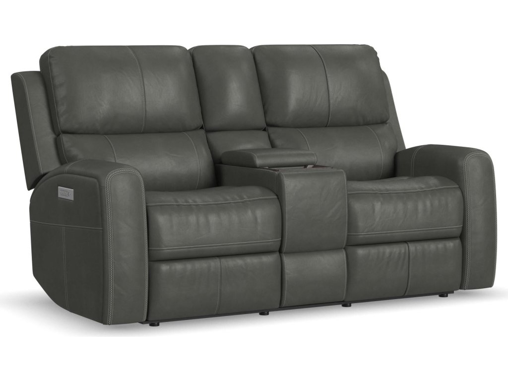 Linden Leather Power Reclining Loveseat with Console & Power Headrests & Lumbar - main image
