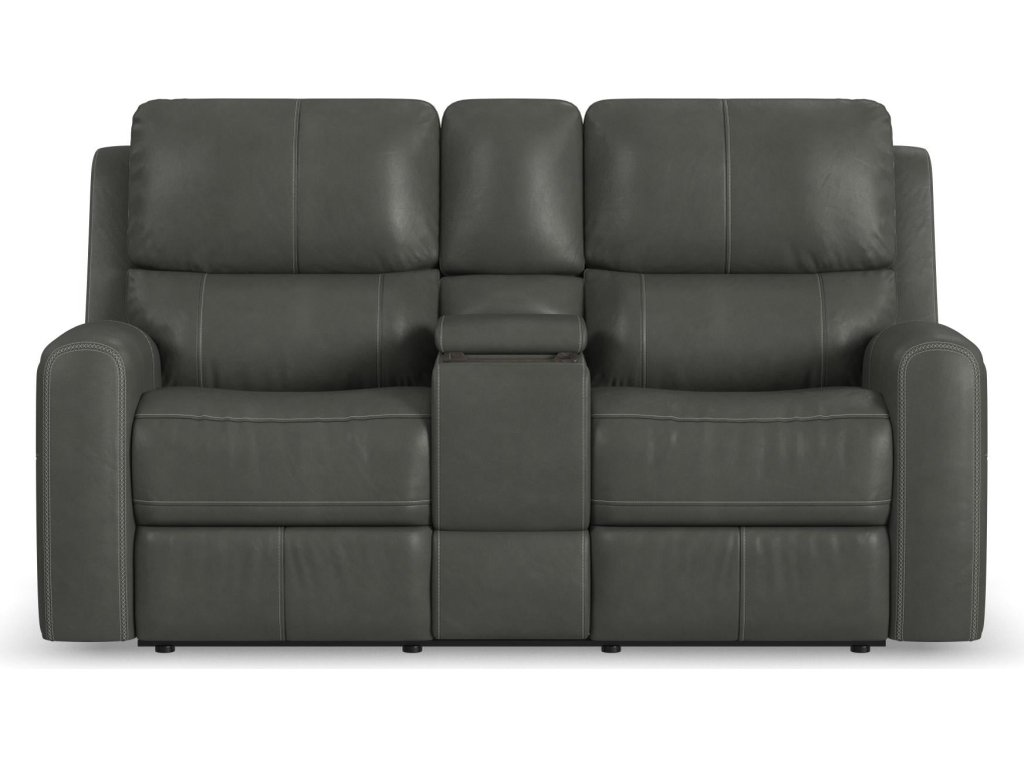 Linden Leather Power Reclining Loveseat with Console & Power Headrests & Lumbar - image 2