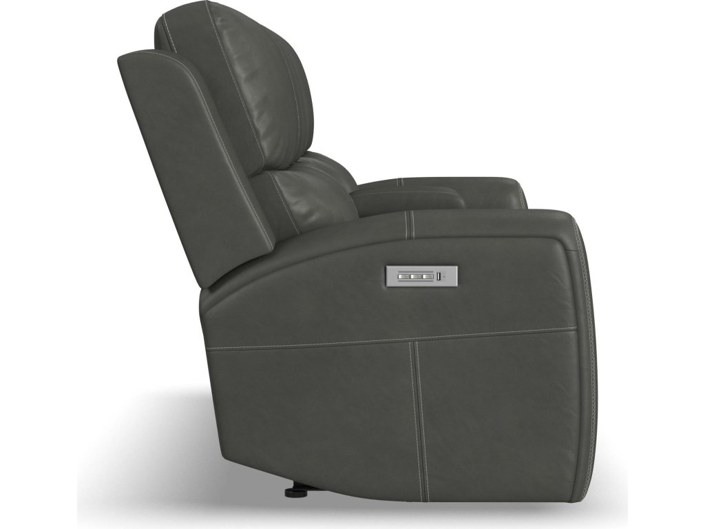 Linden Leather Power Reclining Loveseat with Console & Power Headrests & Lumbar - image 3