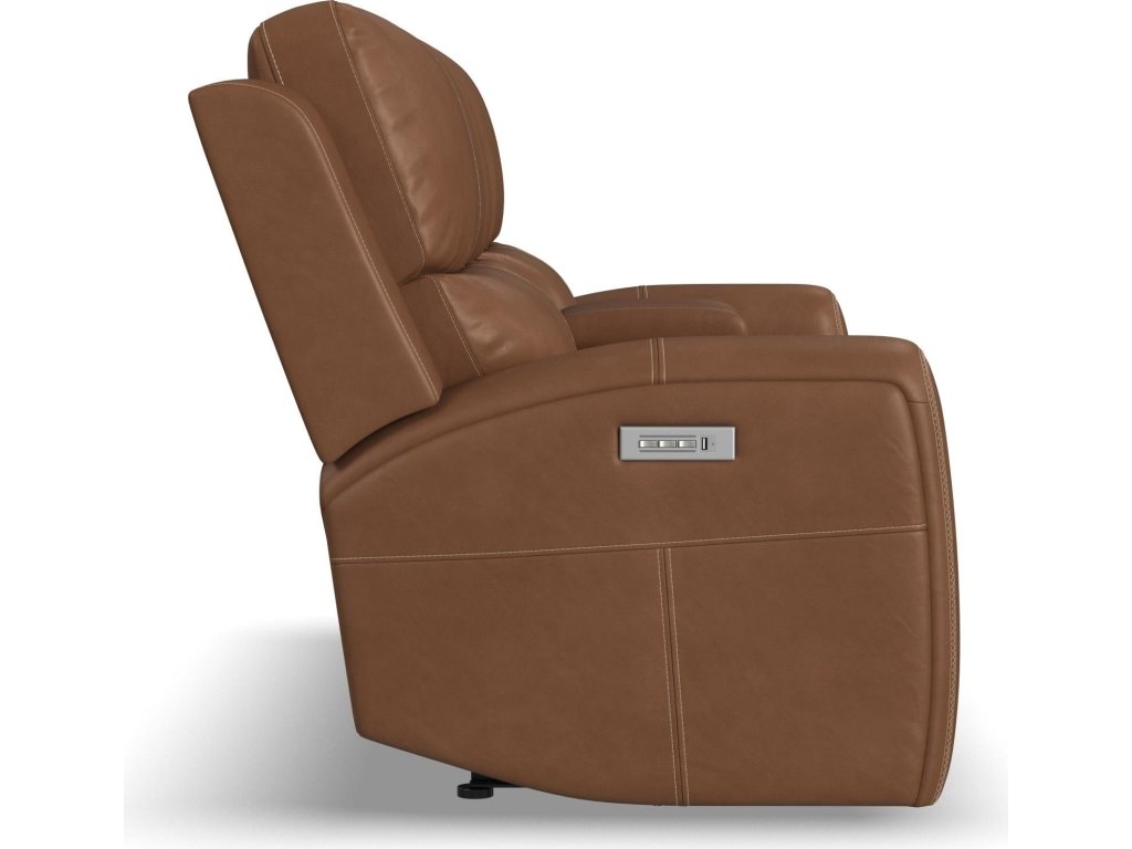 Linden Leather Power Reclining Loveseat with Console & Power Headrests & Lumbar - image 3