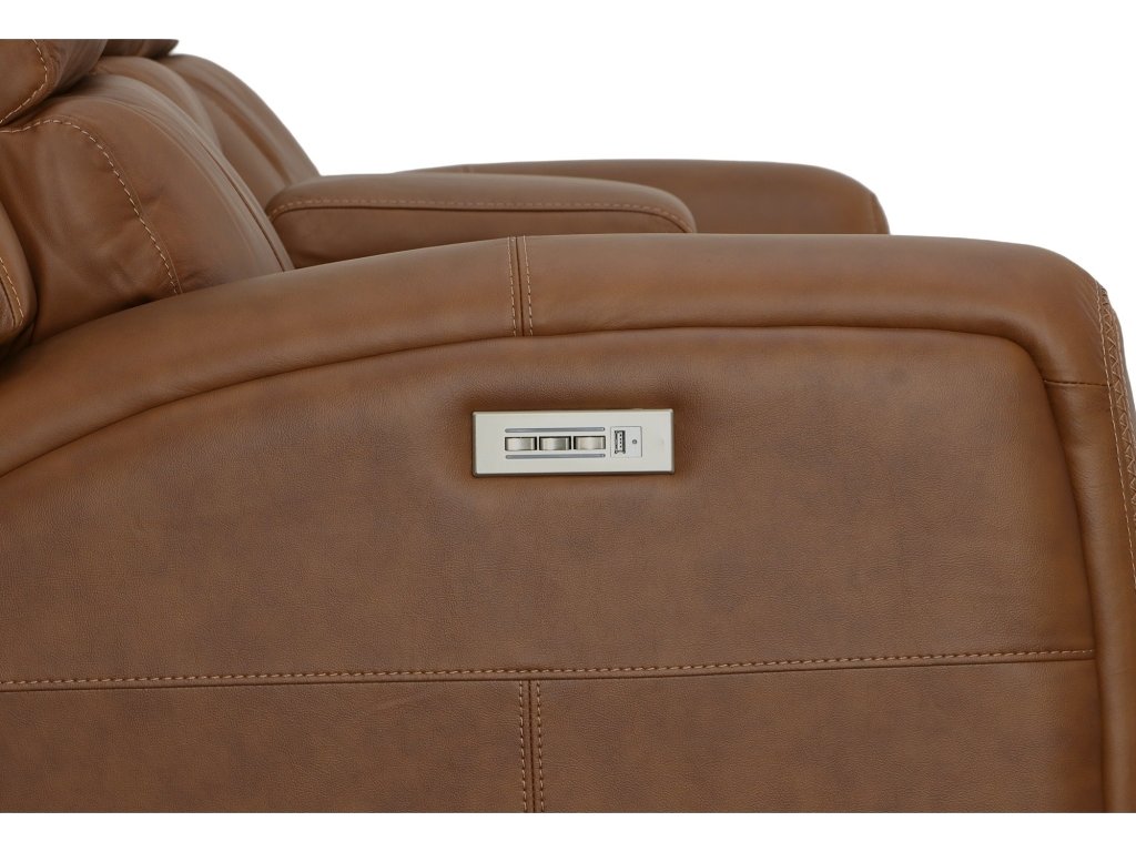 Linden Leather Power Reclining Loveseat with Console & Power Headrests & Lumbar - image 4