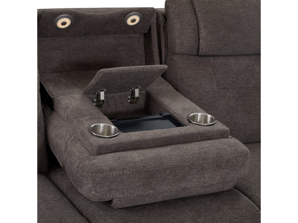 Zofa Umber Fabric Power Sleep Sofa with Power Headrests & Lumbar - image 11