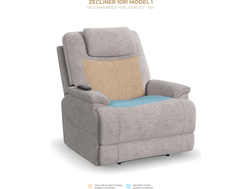 Zecliner Model 1 Dove Fabric Power Lift Sleep Chair - image 15