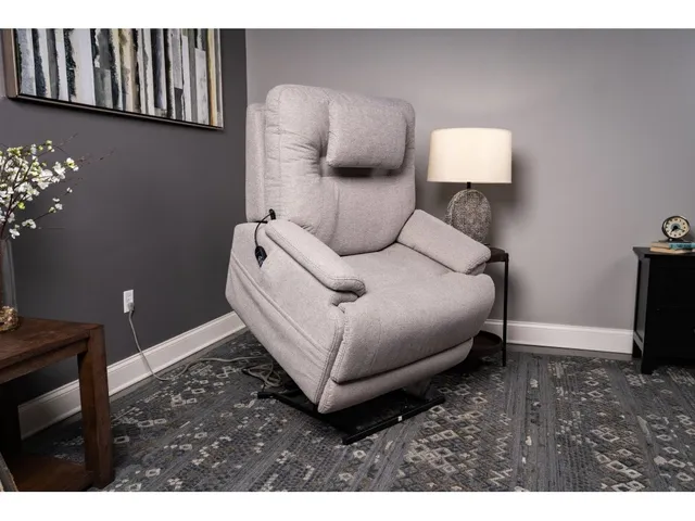 Zecliner Model 2+ Dove Fabric Power Lift Recliner with Power Headrest, Lumbar, Heat & Massage - Alternative View