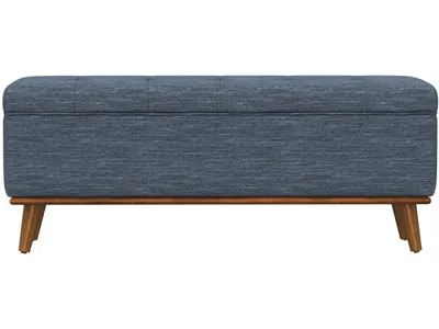 Storage Ottoman W /  Wood Trim - Navy