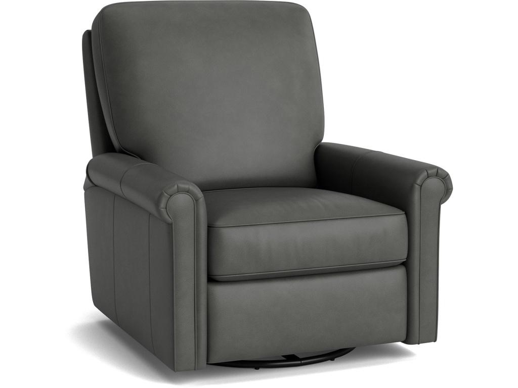 Thompson Leather Panel Arm Swivel Glider Chair - image 1