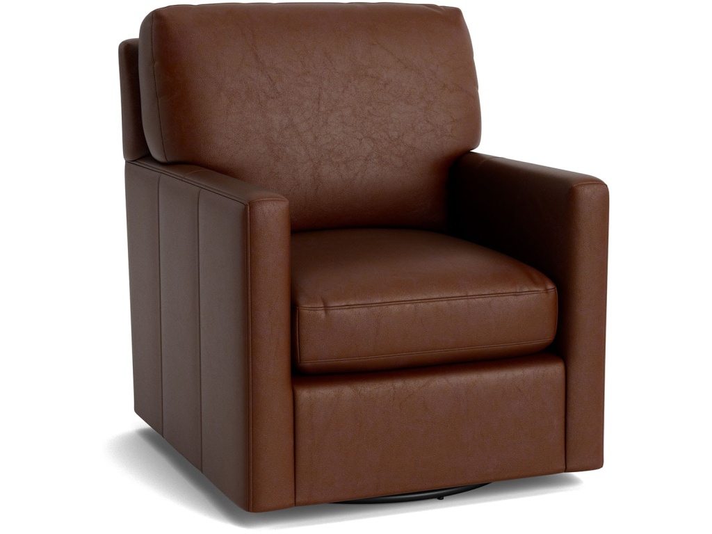 Trent Leather Thin Track Arm Swivel Glider Chair - image 1