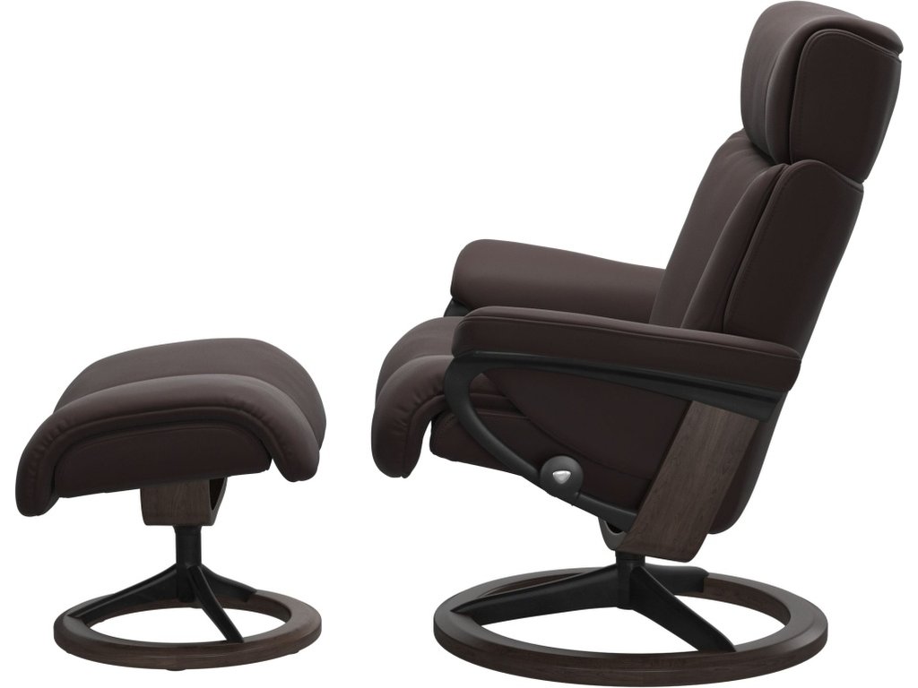 Stressless® Magic (M) Signature Base Recliner with Ottoman - image 1