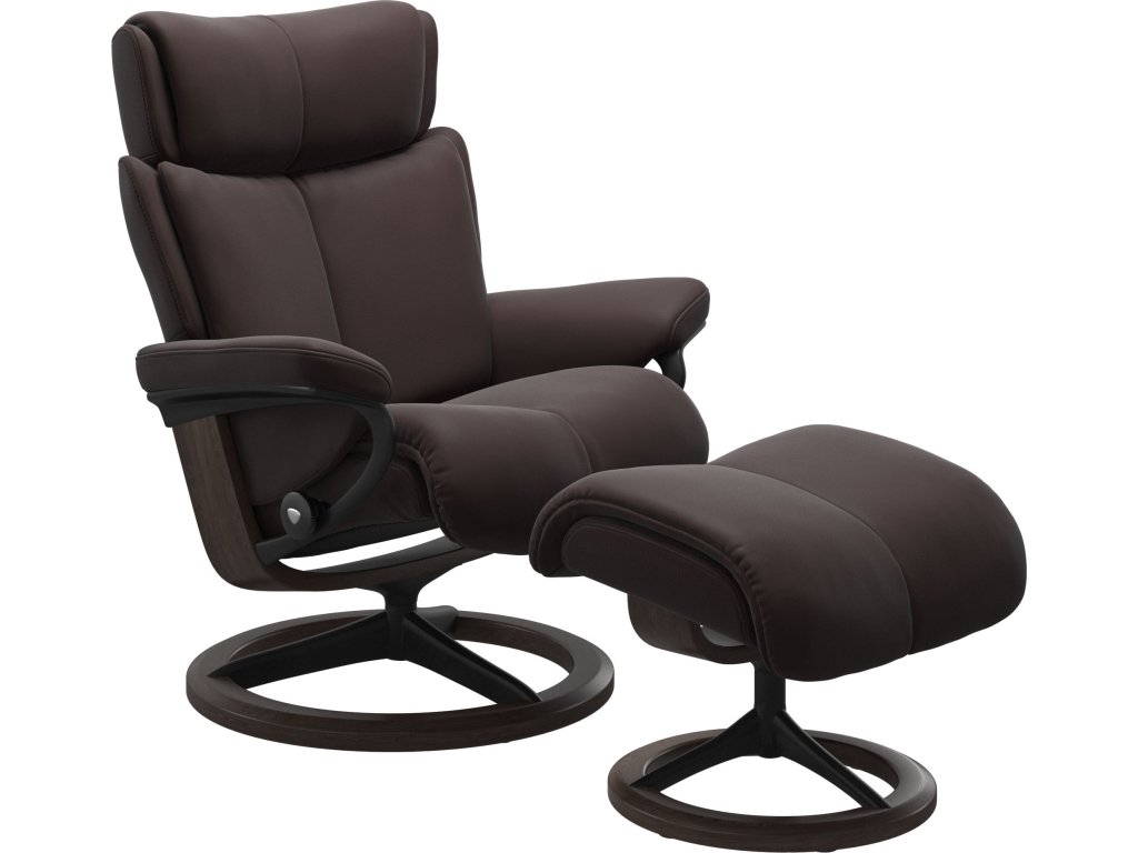 Stressless® Magic (M) Signature Base Recliner with Ottoman - main image