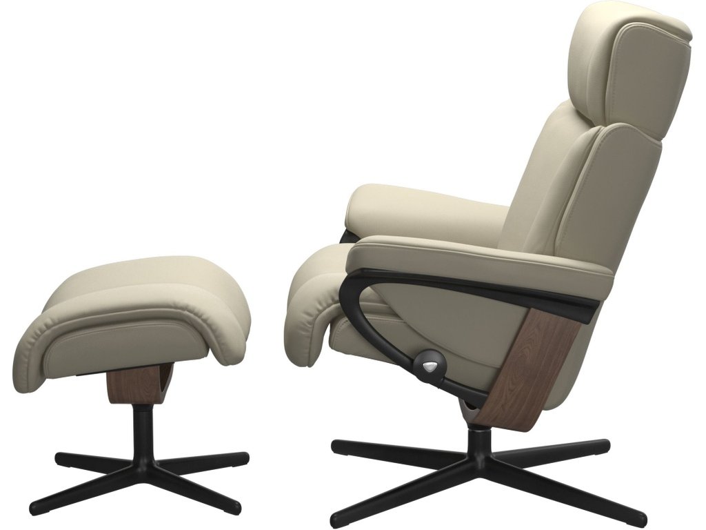 Stressless® Magic (M) Cross Base Recliner with Ottoman - image 1
