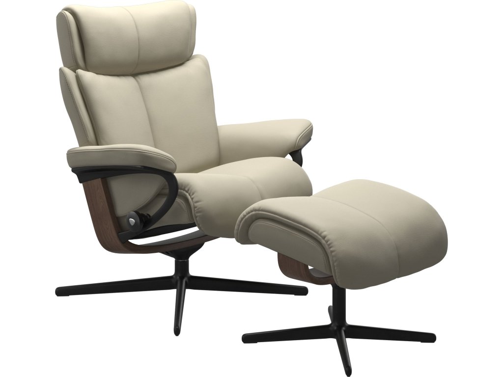 Stressless® Magic (M) Cross Base Recliner with Ottoman - main image