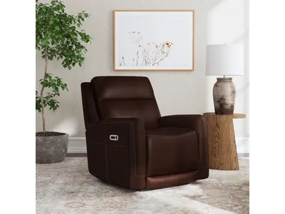 Alister Burnt Umber Leather Power Gliding Recliner with Power Headrest and Lumbar - Alternative View