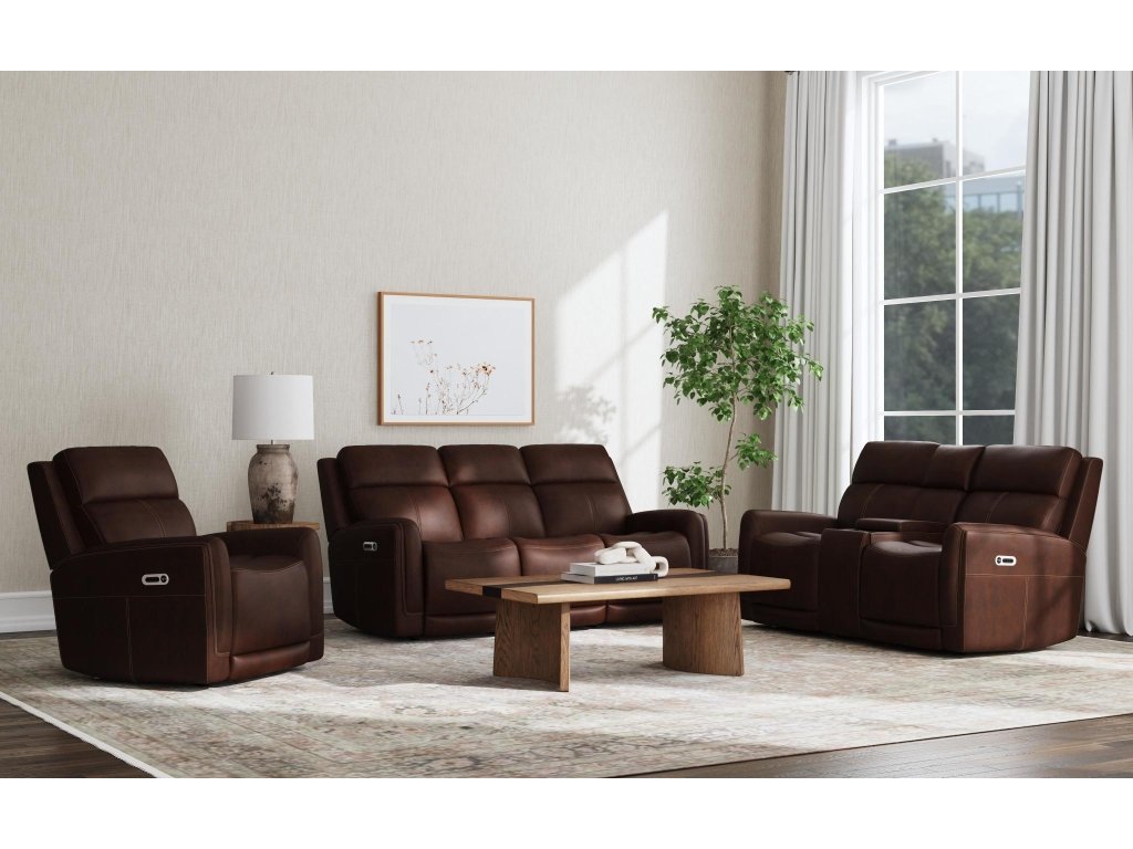 Alister Burnt Umber Leather Power Gliding Recliner with Power Headrest and Lumbar - image 4
