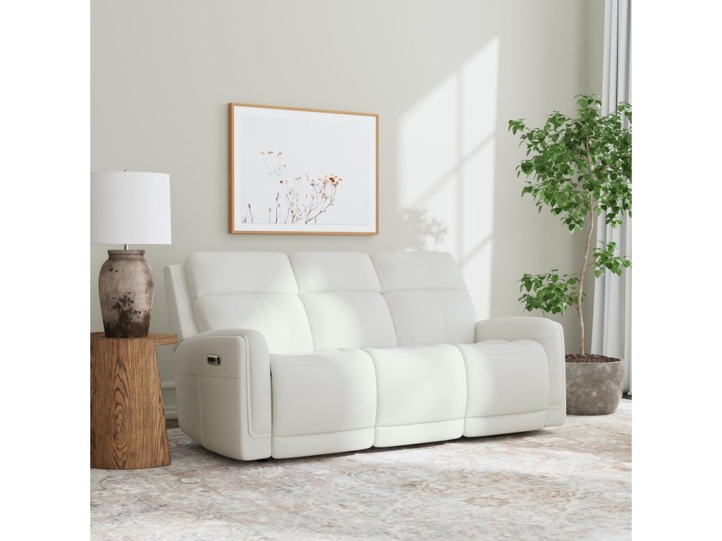 Alister Porcelain Leather Power Gliding Sofa with Power Headrests & Lumbar - image 1
