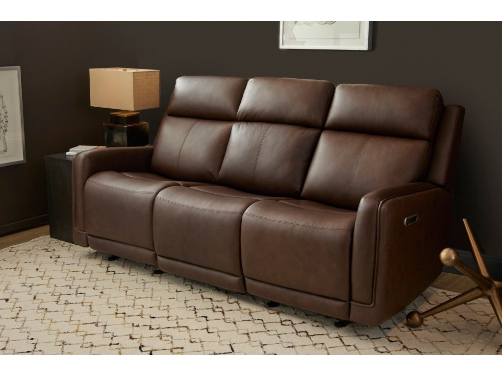 Alister Burnt Umber Leather Power Gliding Sofa with Power Headrests & Lumbar - image 1