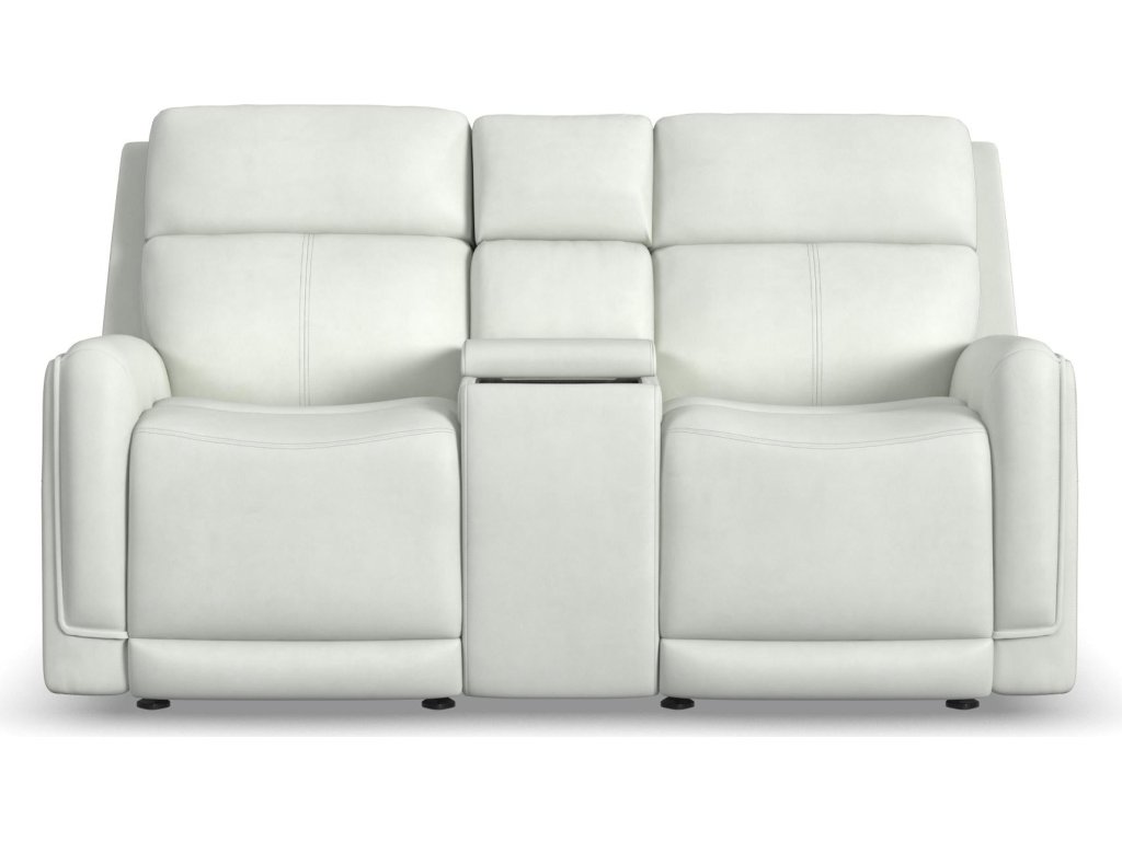 Alister Porcelain Leather Power Gliding Loveseat with Console, Power Headrests & Lumbar - image 2