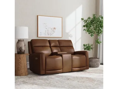 Alister Sedona Leather Power Gliding Loveseat with Console, Power Headrests & Lumbar - Alternative View