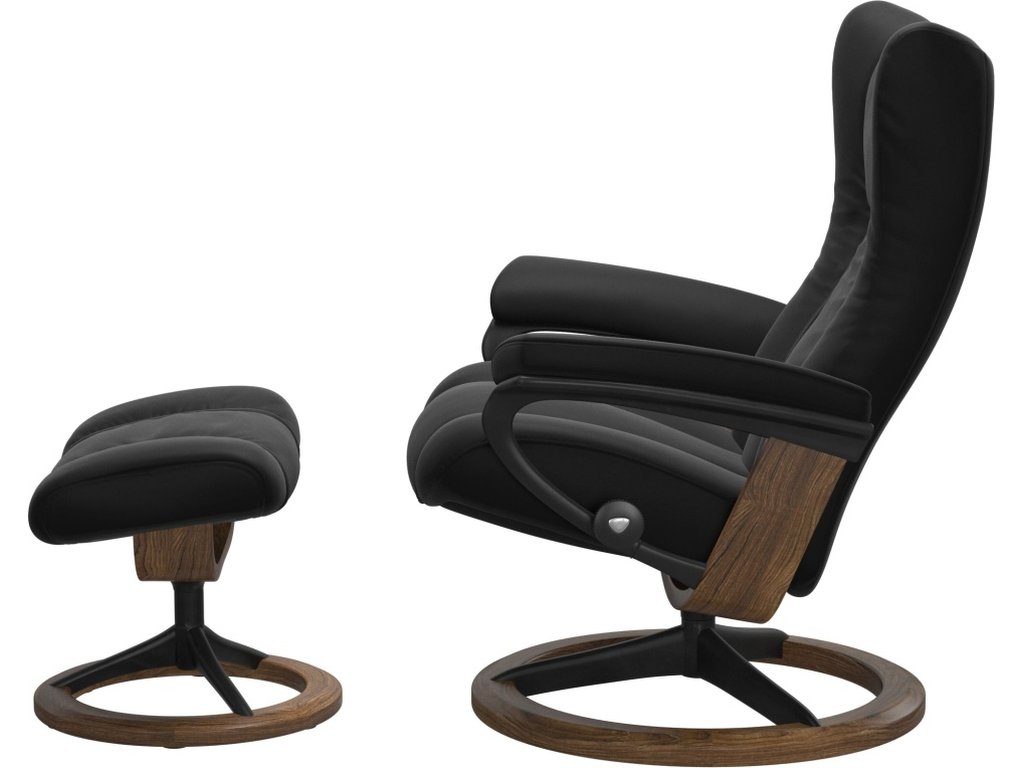 Stressless® Wing (M) Signature Base Recliner with Ottoman - image 1