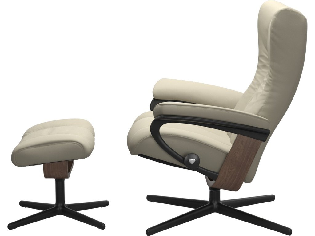 Stressless® Wing (M) Cross Base Recliner with Ottoman - image 1