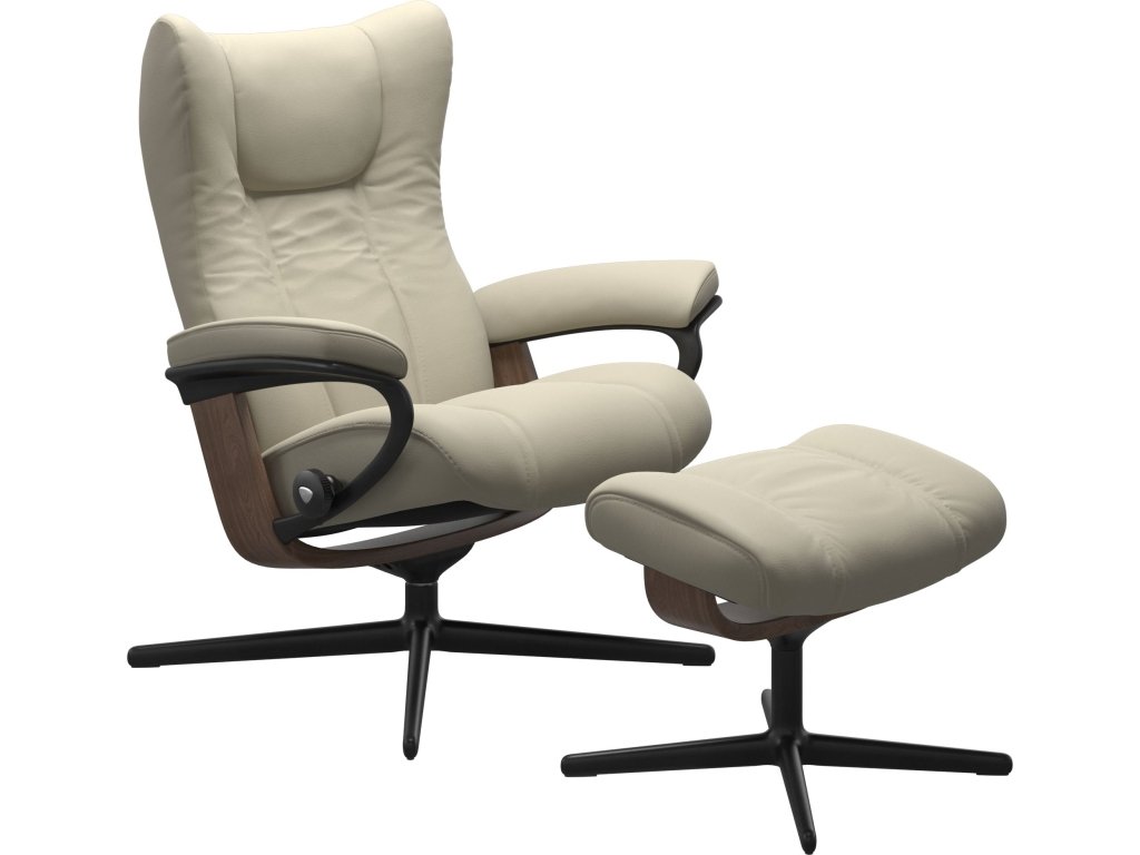 Stressless® Wing (M) Cross Base Recliner with Ottoman - main image