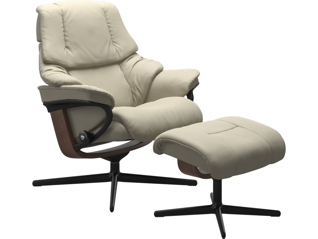 Stressless® Reno (M) Cross Base Recliner with Ottoman - main image