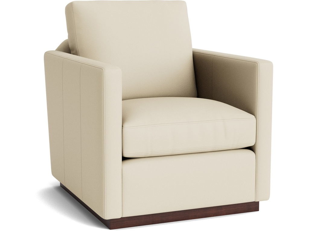 Myles Leather Thin Track Arm Swivel Chair - image 1