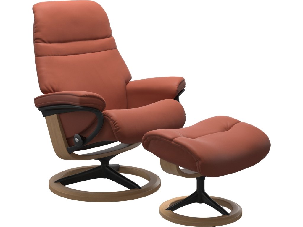 Stressless® Sunrise (M) Signature Base Recliner with Ottoman - main image