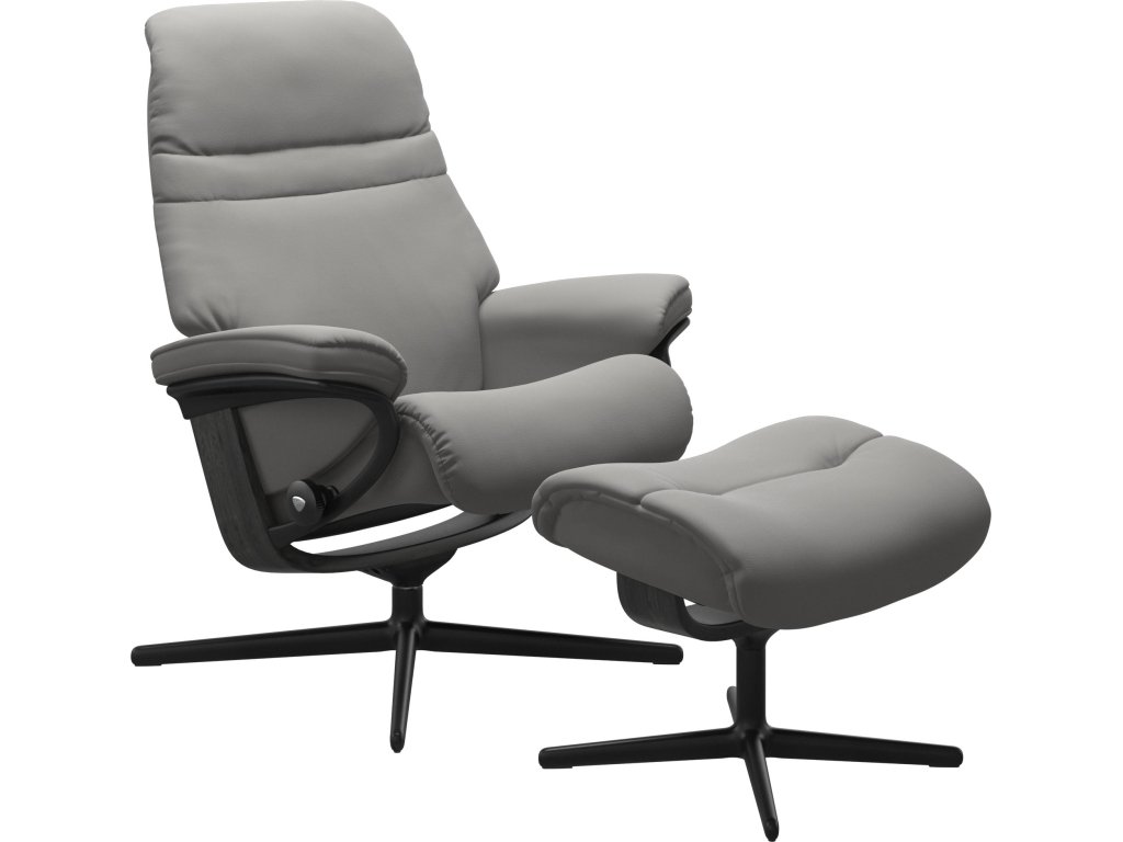 Stressless® Sunrise (M) Cross Base Recliner with Ottoman - main image