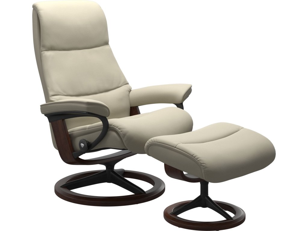 Stressless® View (M) Signature Base Recliner with Ottoman - main image