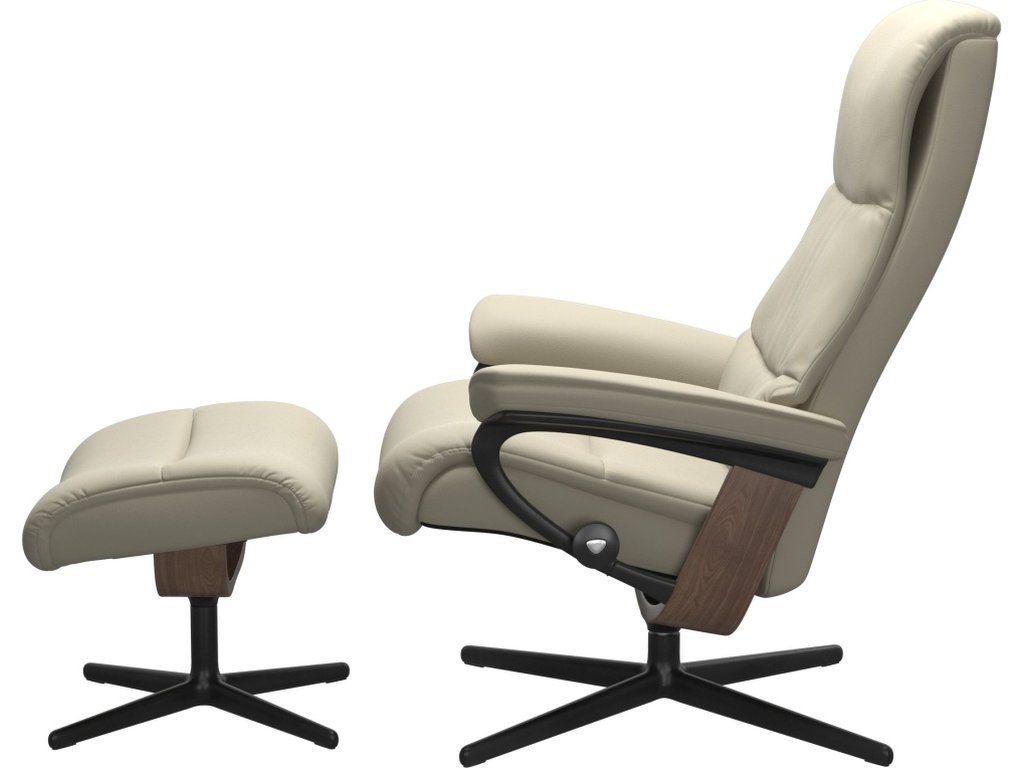 Stressless® View (M) Cross Base Recliner with Ottoman - image 1