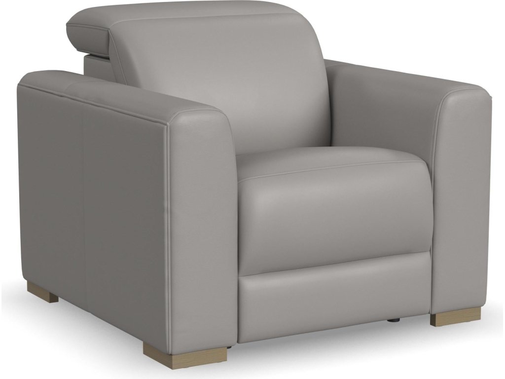 Aurora Ash Leather Power Recliner with Power Headrest - main image